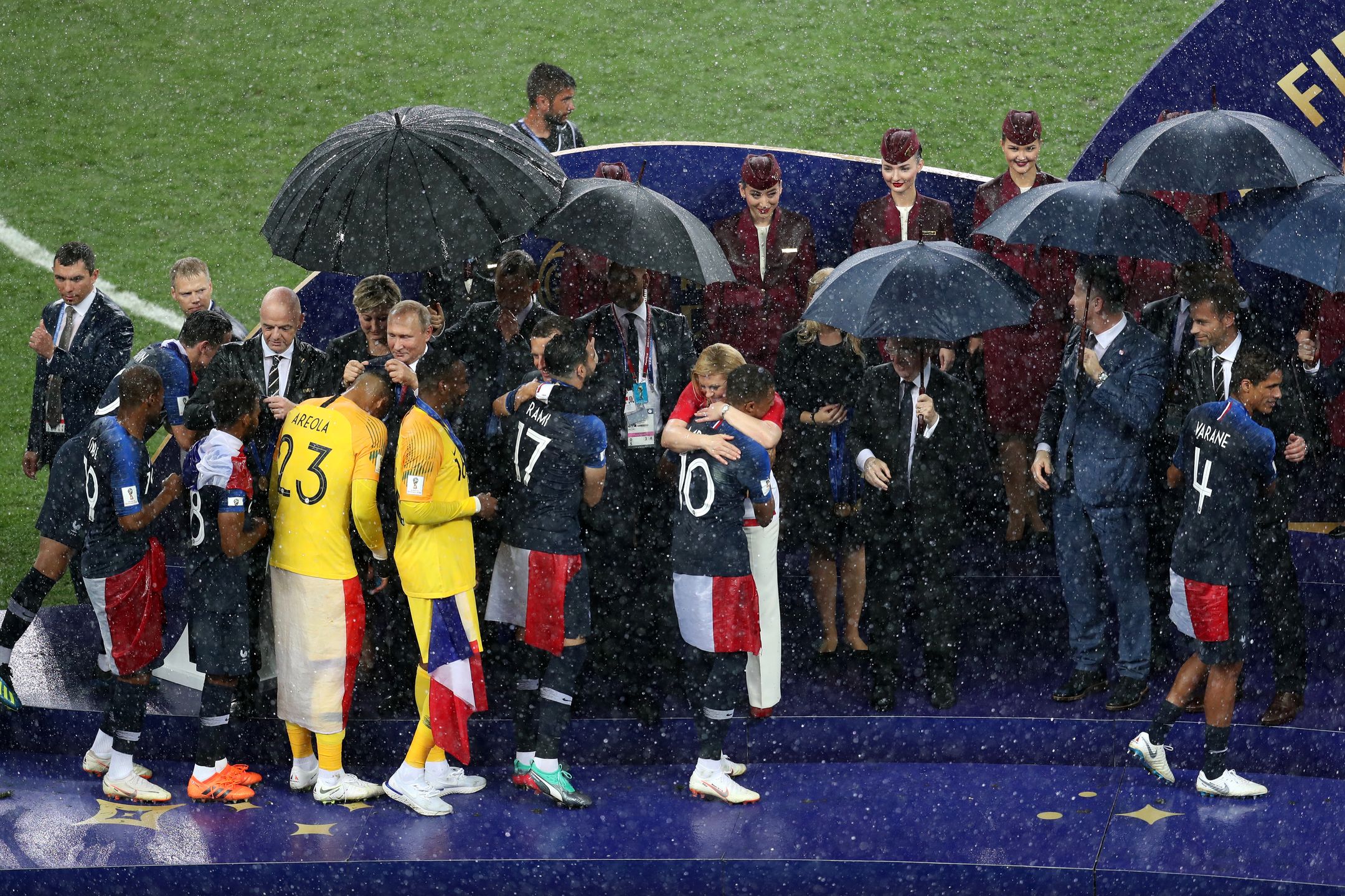 <enter caption here> during the 2018 FIFA World Cup Final between France and Croatia at Luzhniki Stadium on July 15, 2018 in Moscow, Russia. 