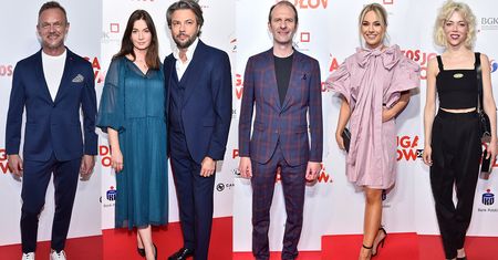 Gwiazdy na premierze filmu "Druga połowa": Olivier Janiak i Karolina Malinowska, Cezary Pazura, Rafał Rutkowski