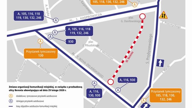 W nocy z 28 na 29 lutego rusza remont ulicy Berenta, przebudowa ma potrwać do końca tego roku.