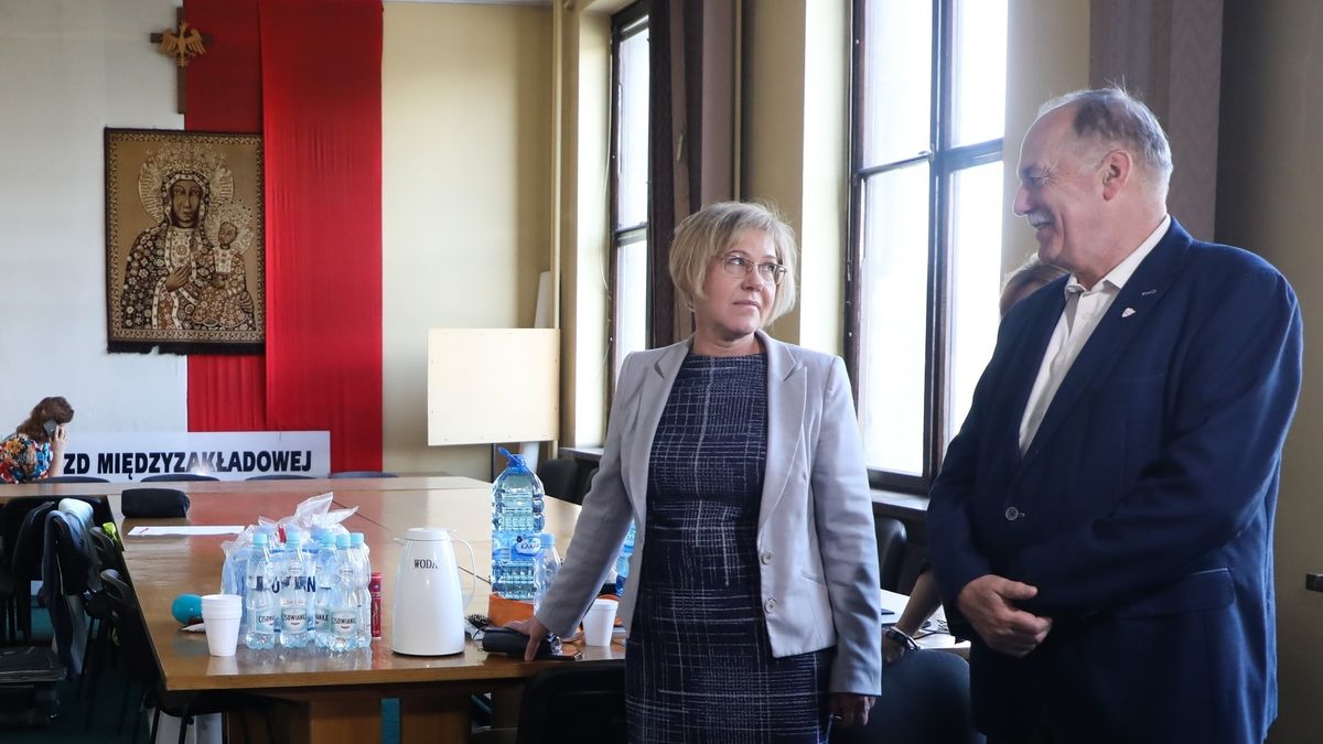 29.03.2019, Kraków. Barbara Nowak z Ryszardem Proksą, szefem nauczycielskiej "Solidarności".