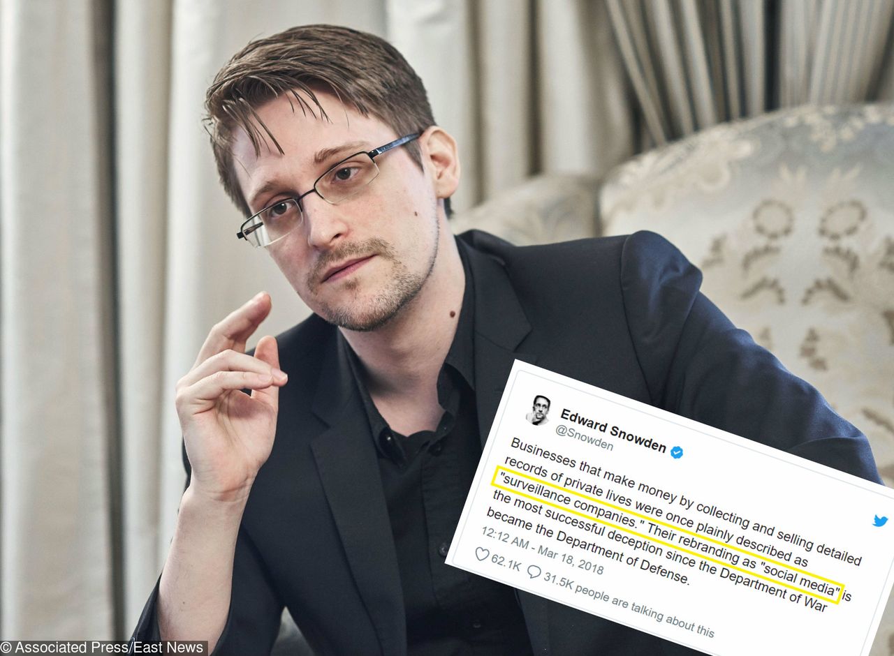 Edward Snowden ostro zaatakował Facebooka. "Inwigilacja pod przykrywką mediów społecznościowych"