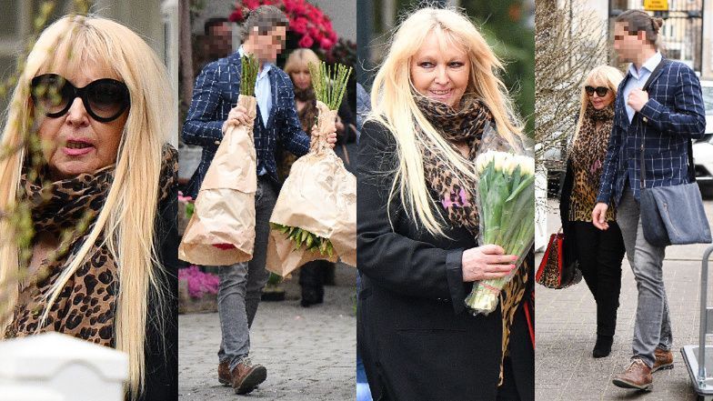 Panterkowa Maryla Rodowicz obdarowuje sama siebie różami i liliami