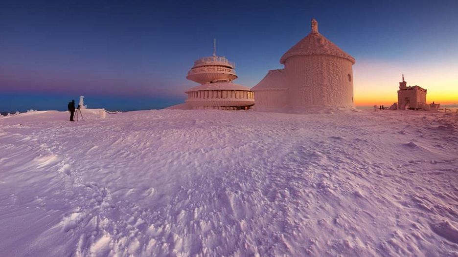 Śnieżka zimą, Karkonosze