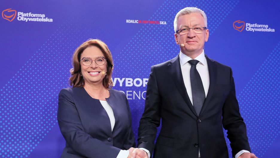 Małgorzata Kidawa-Błońska i Jacek Jaśkowiak podczas debaty prawyborczej