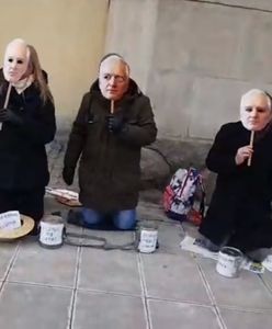 Przed kościołami zbierali na Gowina. Działacze KOD mieli maski wicepremiera