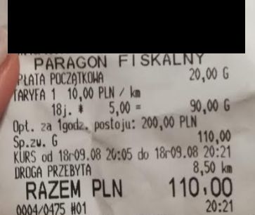 Taksówkarz narzeka, taksówkarz strajkuje, taksówkarz kasuje. 110 zł za 8,5 km