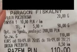 Taksówkarz narzeka, taksówkarz strajkuje, taksówkarz kasuje. 110 zł za 8,5 km