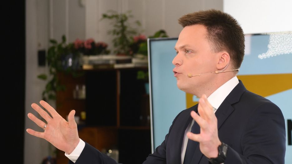 Wybory prezydenckie. Szymon Hołownia podczas meetingu w Warszawie 