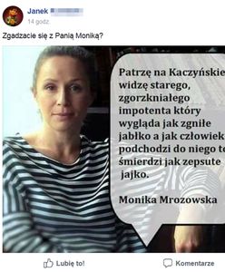 Kaczyński "wygląda jak zgniłe jabłko". Ktoś podszył się pod znaną aktorkę