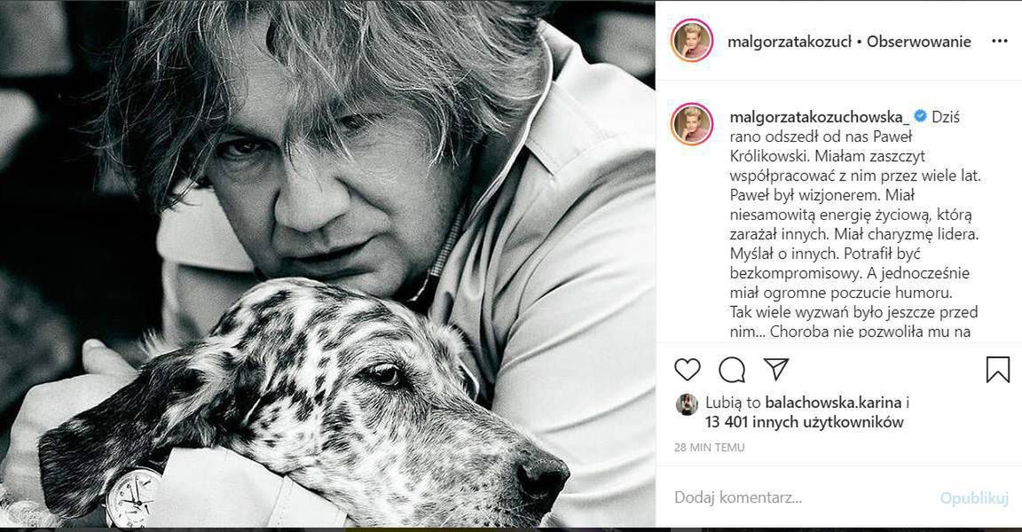 Małgorzata Kożuchowska - gwiazdy żegnają Pawła Królikowskiego