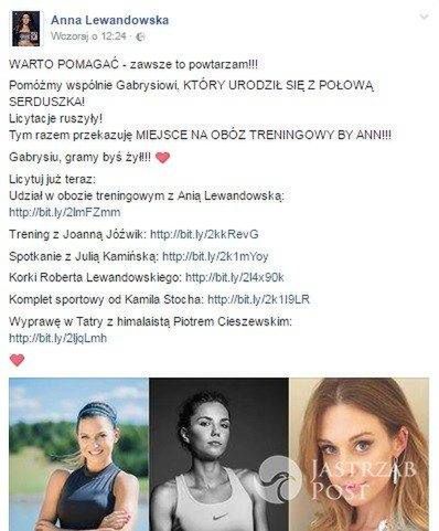 Anna Lewandowska chce pomóc choremu chłopcu