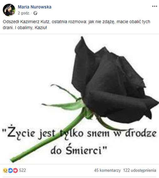 Maria Nurowska opłakuje Kazimierza Kutza