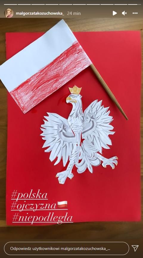 Małgorzata Kożuchowska dodała zdjęcie patriotycznej laurki. Fot. InstaStories