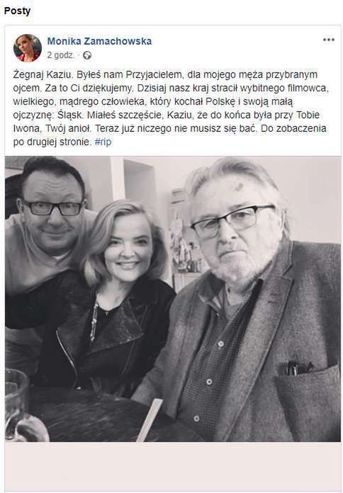 Monika Zamachowska opłakuje Kazimierza Kutza