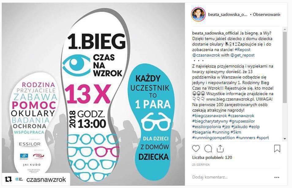 Gwiazdy zachęcają do udziału w maratonie Bieg Czas Na Wzrok 2018