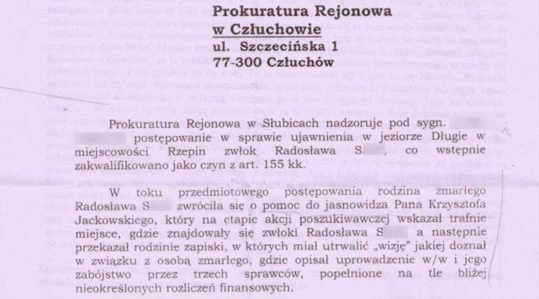 Prokurator prosi o przesłuchanie jasnowidza Jackowskiego w charakterze świadka. 
