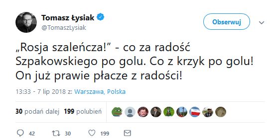 Wpis na Twitterze publicysty Gazety Polskiej 