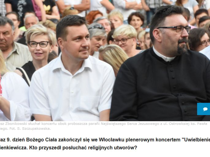 Poseł PiS Łukasz Zbonikowski na religijnej imprezie we Włocławku