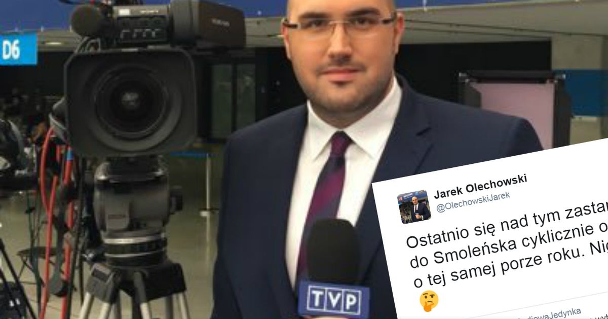 "Nigdy nie było mgły". Reporter "Wiadomości" dziwi się pogodzie w Smoleńsku