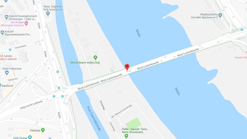 Do wypadku doszło na Moście Łazienkowskim