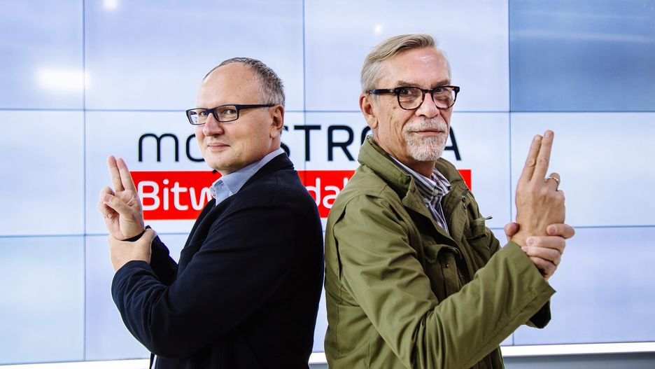 Paweł Lisicki i Jacek Żakowski, sesja przed premierą programu "Moja Strona. Bitwa Redaktorów"