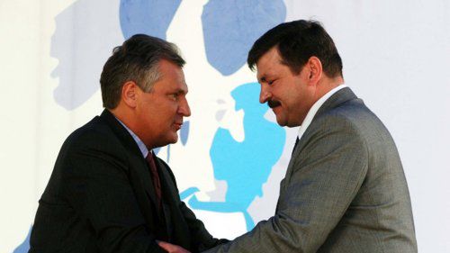 Aleksander Kwaśniewski i Jarosław Kalinowski podczas spotkania