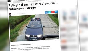 Przez drzemkę zablokowali drogę. Śpiących w radiowozie policjantów obudził kierowca ciężarówki