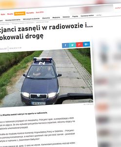 Przez drzemkę zablokowali drogę. Śpiących w radiowozie policjantów obudził kierowca ciężarówki