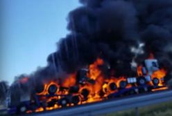 Pożar tirów na autostradzie A2. Trasa zablokowana