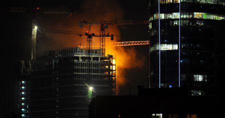 Pożar na budowie wieżowca. Płonie budynek w centrum Warszawy