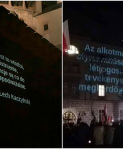 KOD zaczął wyświetlać w trakcie miesięcznicy smoleńskiej cytaty Lecha Kaczyńskiego na murach Wawelu