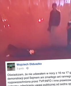 Mężczyzna, który w trakcie piątkowych protestów położył się na jezdni "nieprzytomny" wydał oświadczenie. Tak się tłumaczy