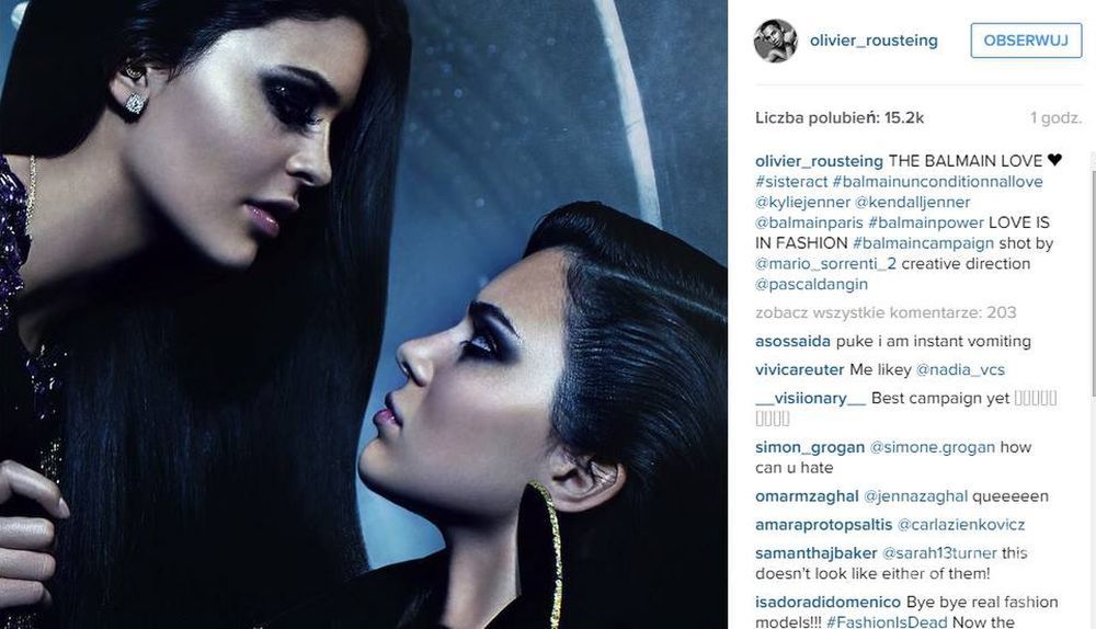 Kylie i Kendall Jenner w kampanii Balmain, fot. INnstagram