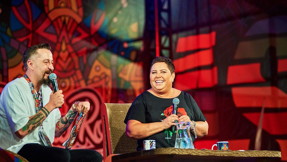 Dorota Wellman podczas spotkania Akademii Sztuk Przepięknych na PolAndRock 2018, czyli Woodstocku