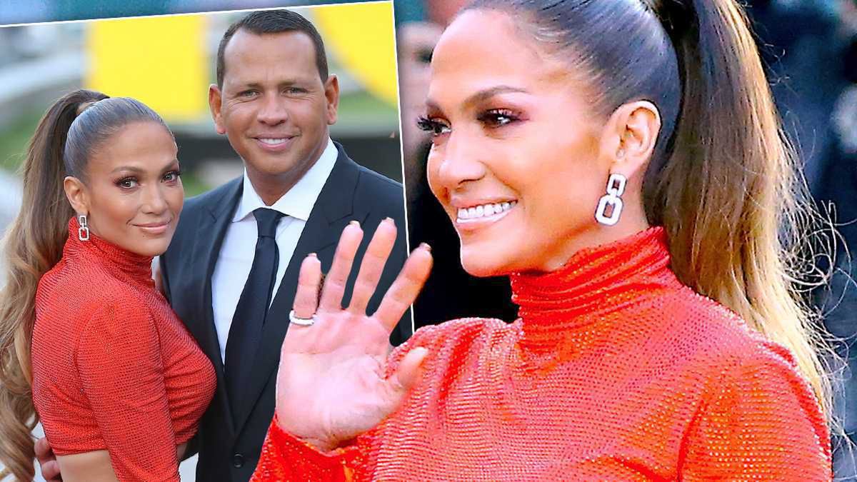 Jennifer Lopez w pomarańczowej stylizacji