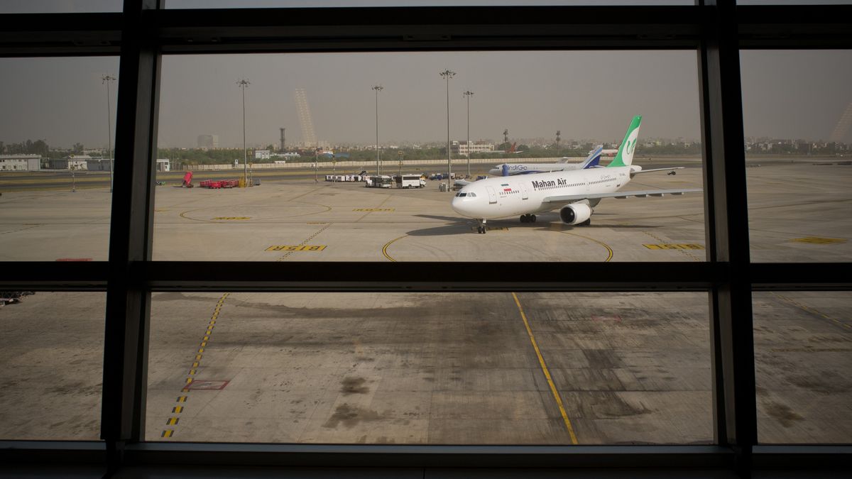 File Image - An iranian Mahan Air airlines plane at  New Delhi Indira Gandhi International Airport (India).
