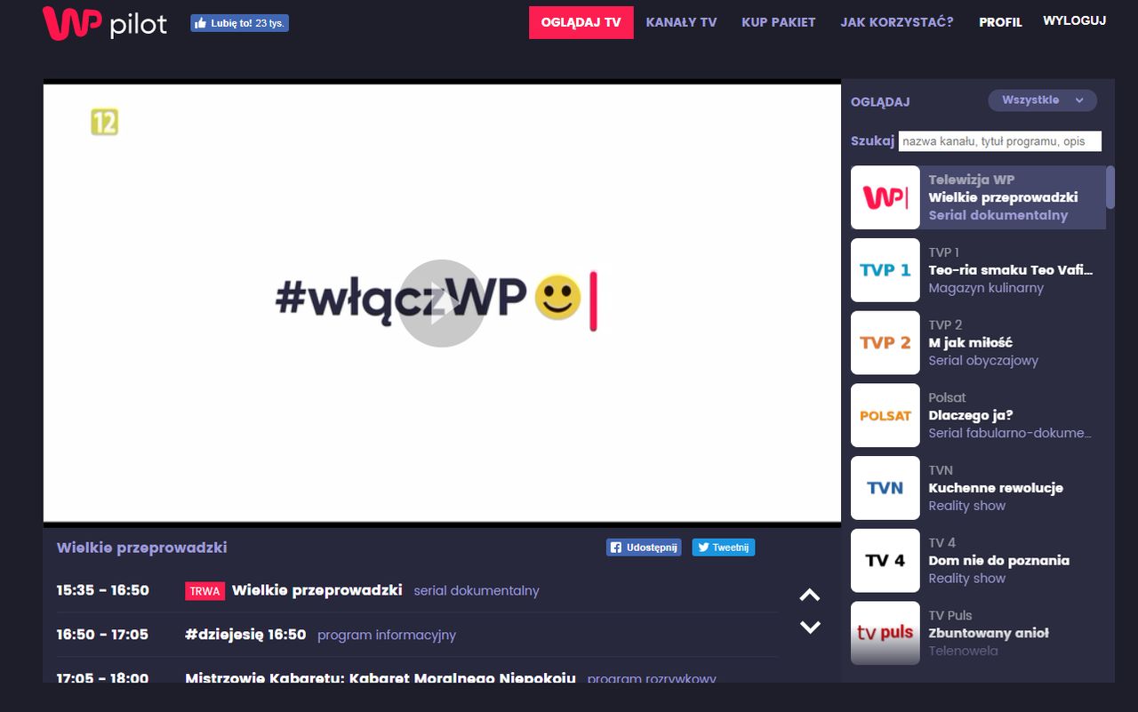 WP Pilot. Telewizja w internecie za darmo i legalnie