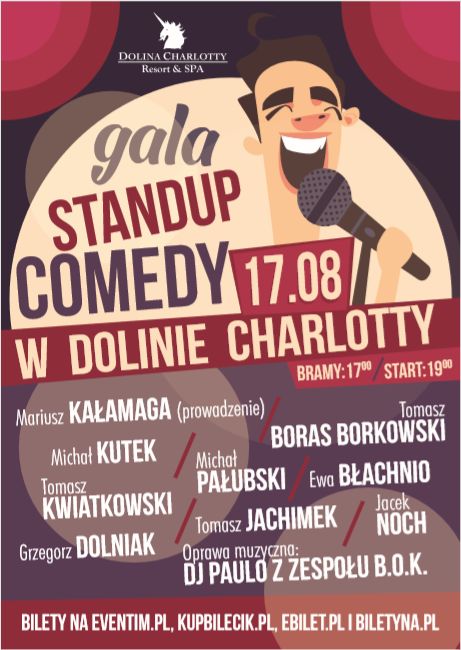 Po raz pierwszy w Dolinie Charlotty 17 sierpnia o 19:00 odbędzie się Gala Stand Up Comedy