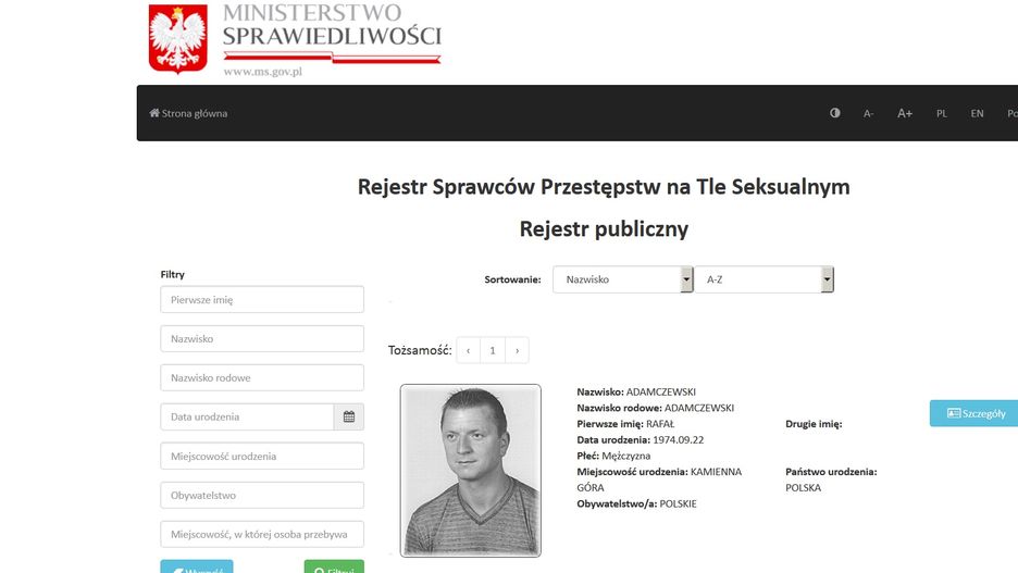 Rejestr sprawców przestępstw na tle seksualnym został uruchomiony na początku stycznia