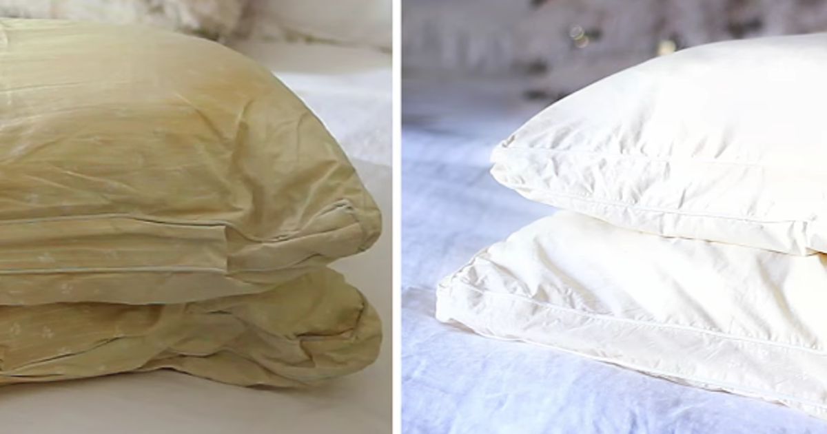 Wash and Whiten Your Yellowed Pillows at home. Recipe for laundry mix