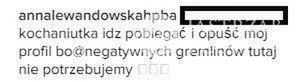 Anna Lewandowska do fanki na Instagramie