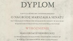 Dyplom dla dziennikarki WP