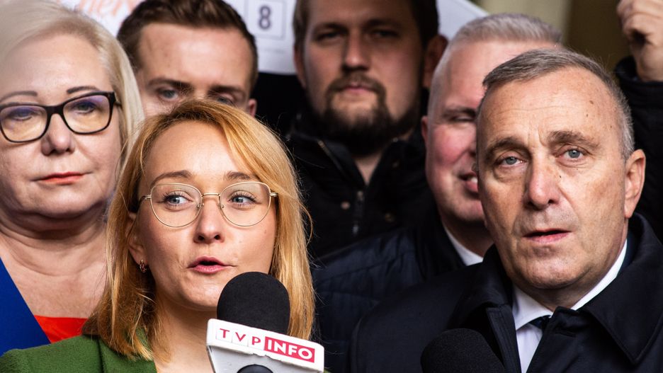 Małgorzata Tracz z Zielonych z Grzegorzem Schetyną z PO
