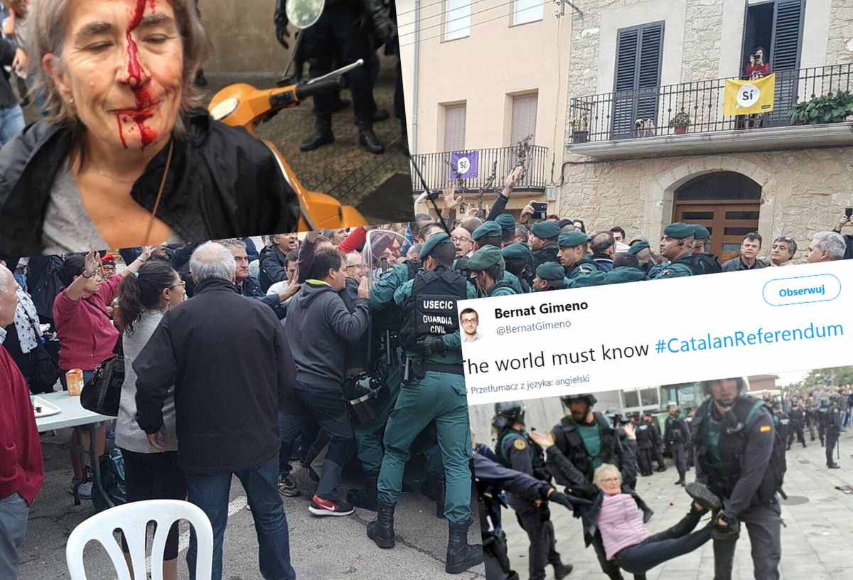 Zamieszki w Katalonii. Ludzie próbują głosować, policja strzela gumowymi kulkami