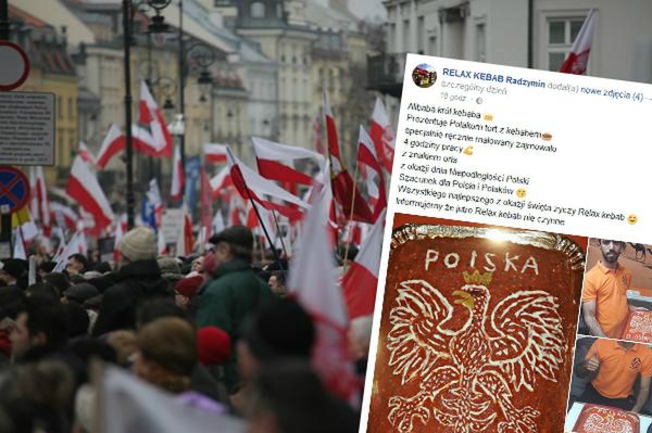 Pracownicy pewnego "Kebaba" znów zaskoczyli. Na Święto Niepodległości przygotowali tort... z kebabem