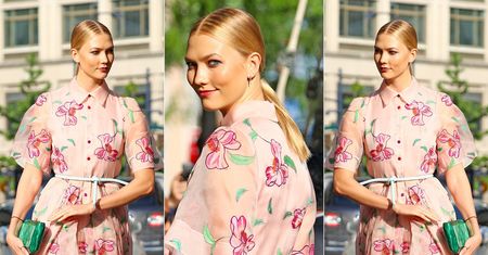 LOOK OF THE DAY: Karlie Kloss w kwiatowej sukience od Caroliny Herrery