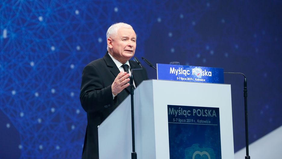 Jarosław Kaczyński na konwencji "Myśląc: Polska" w Katowicach