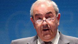 Przewodniczący irackiej Rady Zarządzającej Lyad Allawi podczas wystąpienia w Madrycie