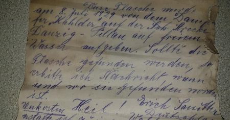 List ukryty w butelce. Dryfował w wodach Bałtyku przez 90 lat