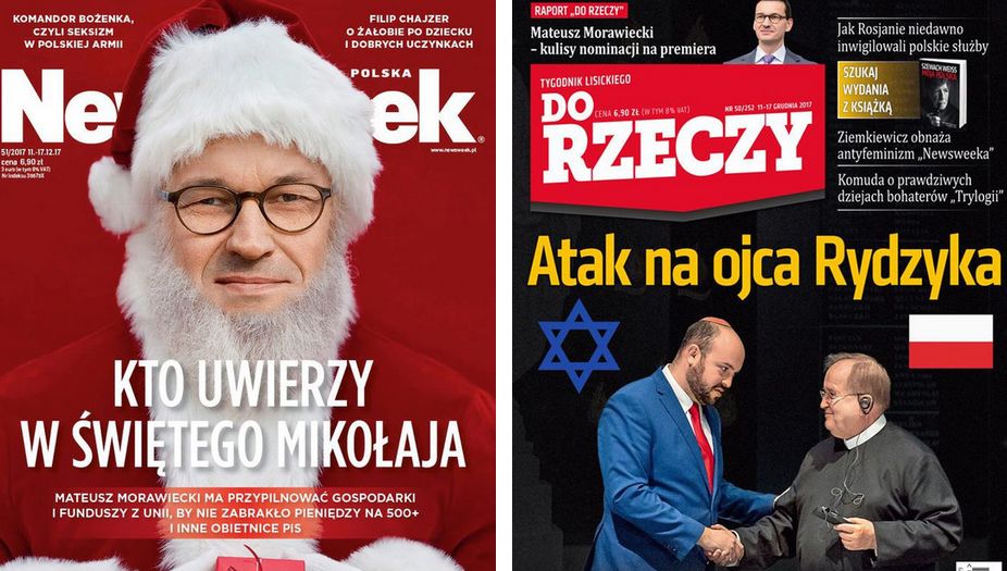 Morawiecki jako św. Mikołaj. Tygodniki pokazały okładki, jedna odstaje od reszty